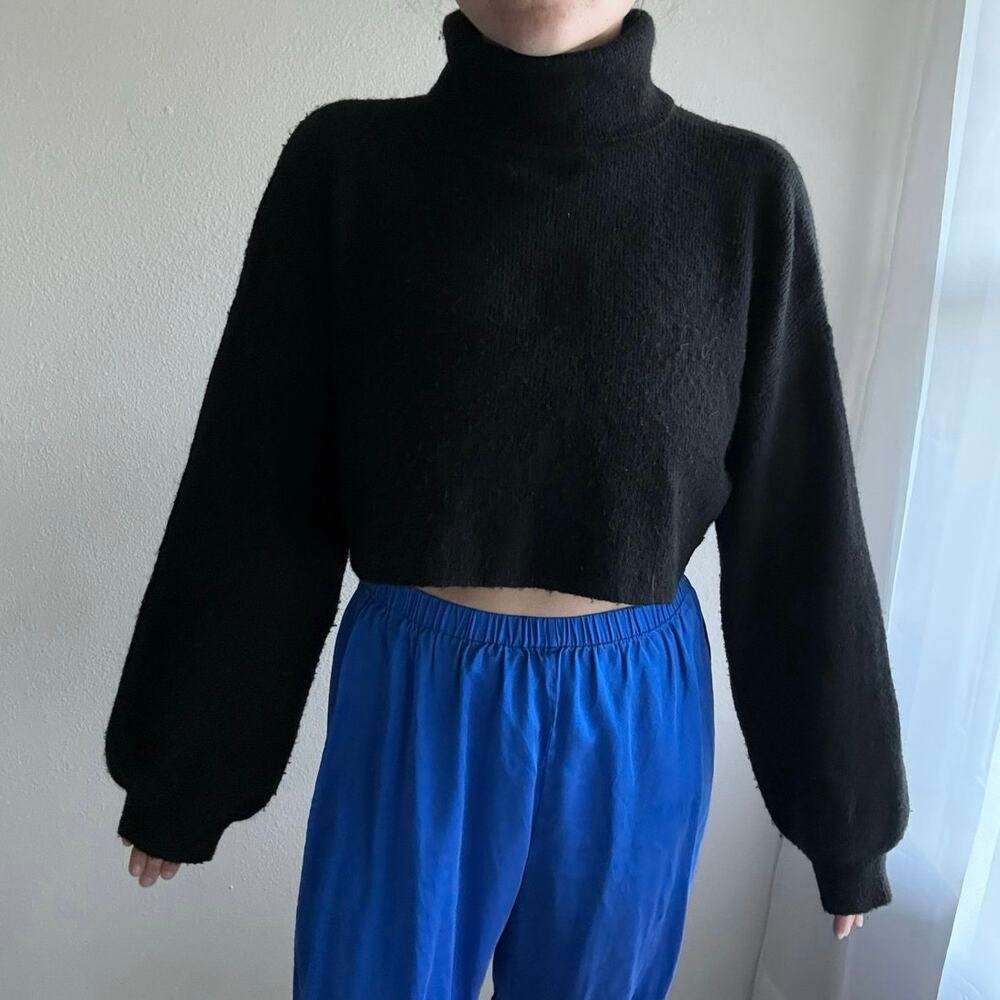 Luck & trouble Black turtleneck crop sweater witchy whimsygoth goth neutral y2k